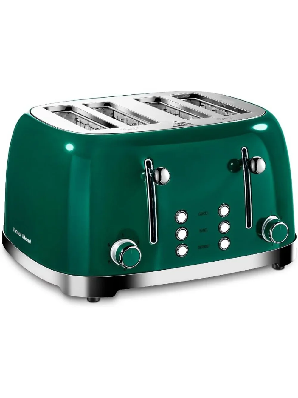4 Slice Green Retro Stainless Steel with Bagel Defrost Cancel Function Toaster